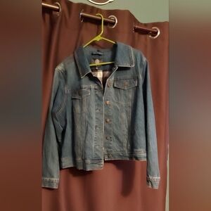 Classic Blue Denim Jacket With Plaid Lining